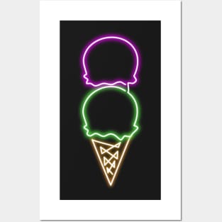 Neon Ice cream Posters and Art